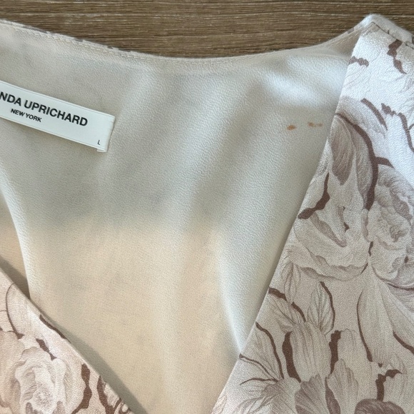 Amanda Uprichard Tan / Beige Floral Long-Sleeved Coquette Top (Size L) - Picture 10 of 10